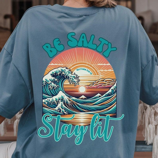 Be Salty Stay Lit Boho Beachy Tee Bible Verse Christian Shirts Beach Inspired Shirt Trendy Christians T Shirts Jesus Faith Apparel Gifts for