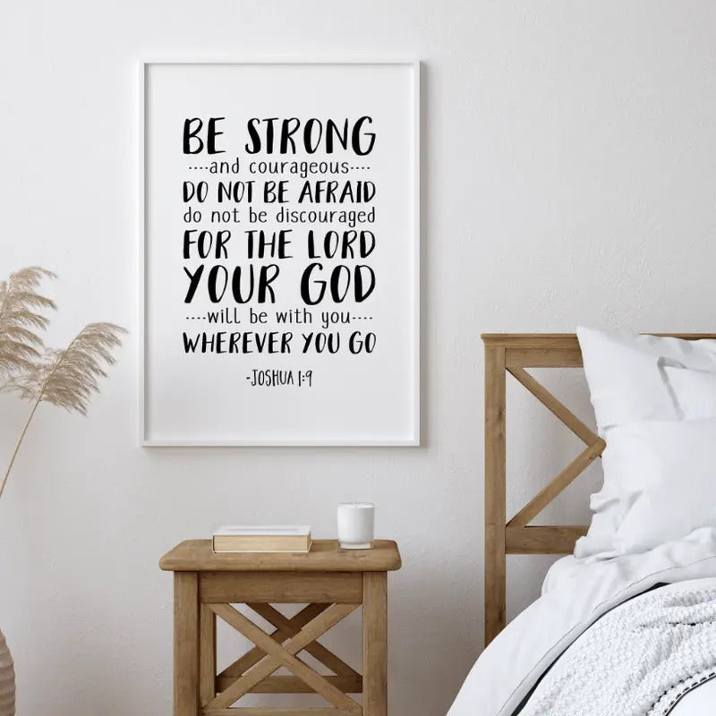 Be Strong And Courageous Do Not Be Afraid, Joshua 1:9, Bible Verse, Baby Shower Gift, Kids Room Decor, Christian Wall...