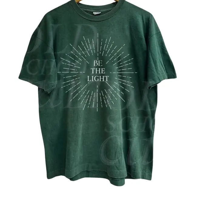 Be The Light Vintage Graphic Bible Verse T Shirt, Retro Mathew 5 14 Sunburst Christian Tshirt, Boho Shirt, Inspirational Gift,Sun Jesus Tee Streetwear