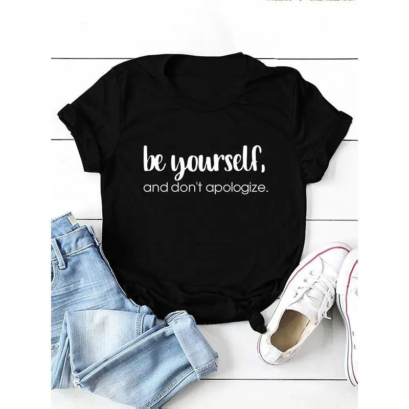 Be Yourself Don'Lightsaber brand Apologize Print Women Lightsaber brand Shirt Short Sleeve WB shield Neck Loose Women...