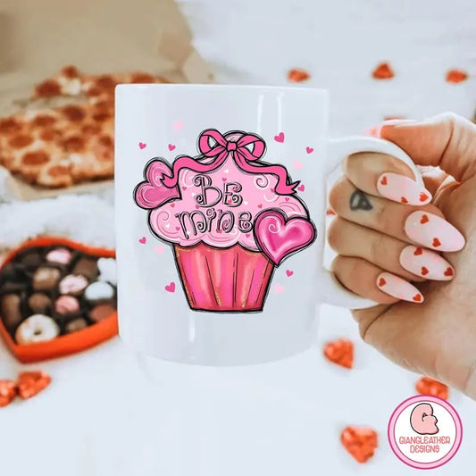 Be mine Mug, Valentine cupcake coquette Mug, brushstroke valentine Mug, heart Mug, valentine vibes Mug, trendy valentine, Valentine's Day Gift, Mug Gift, Gift Ideas