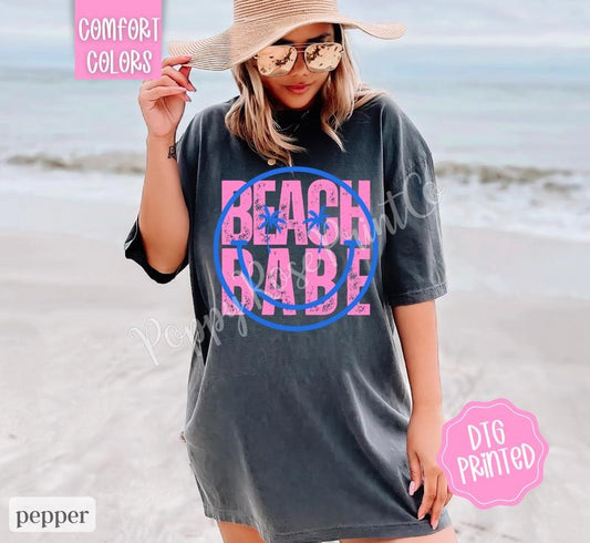 Beach Babe Comfort Colors Tshirt, Cute Summer Oversized Tee, Women's Swimsuit Cover, Gift For Her