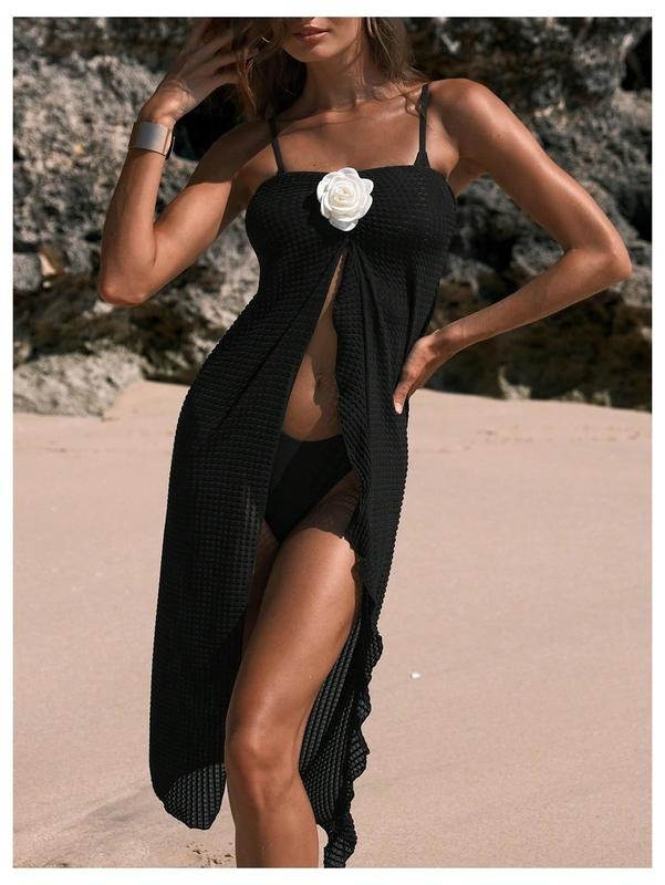 Beach Cover Up Skirt 3D Flower Crochet Out High Split Swimsuit Bathing Suit Beach Skirt T-Shirts, Hoodie, Sweatshirt