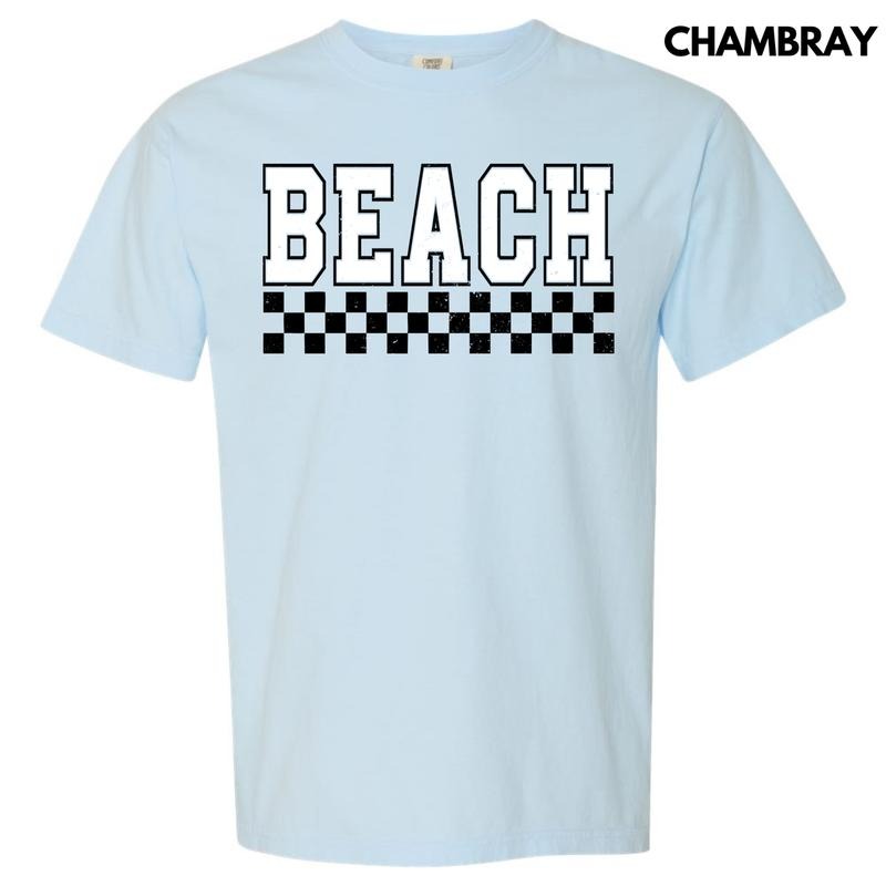 Beach Varsity Checkered Comfort Colors T-Shirt 'NLB'