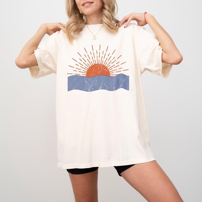 Beach Waves, Sunset, Summer Vibes, Vacation, Mykonos, Hot Girl Summer, Tshirt, Women's Comfort Color Tee, Tshirt Hoodie,...