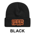 Beanie I Like My men A Little Bit Older Leather Patch, Beanie Hat for Men & Women, Hat for Fall & Winter, Fashion Accessories for Cold Weather, Fall Outfits, Winter Hat, Fall Freshness, Birthday Outfits Winter Hats for Women Men, Beanie Gifts Christmas