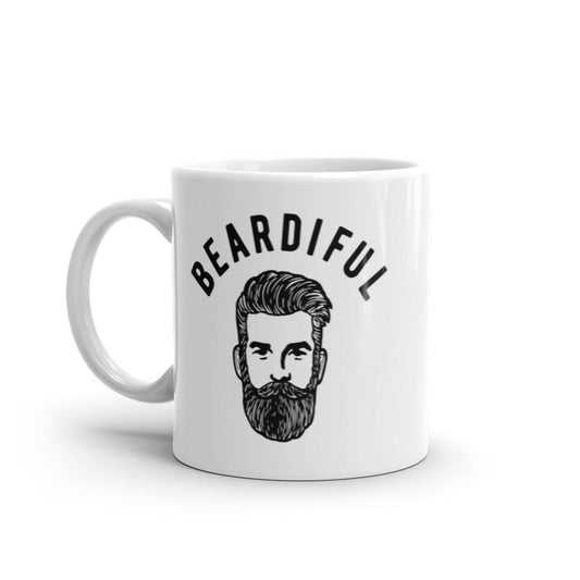 Beardiful Mug Funny Good Looking Facial Hair Graphic Novelty Coffee Cup-11oz Funny Coffee Mugs Ceramic Printed Drinkware Cup