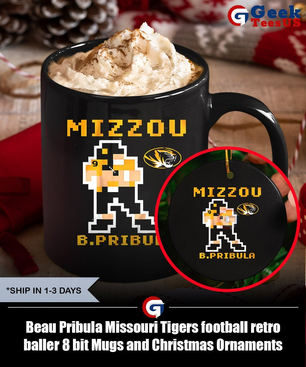 Beau Pribula Missouri Tigers football retro baller 8 bit shirt
