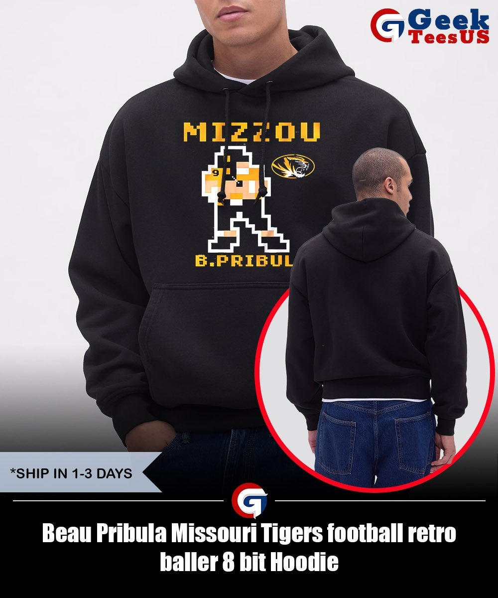 Beau Pribula Missouri Tigers football retro baller 8 bit shirt