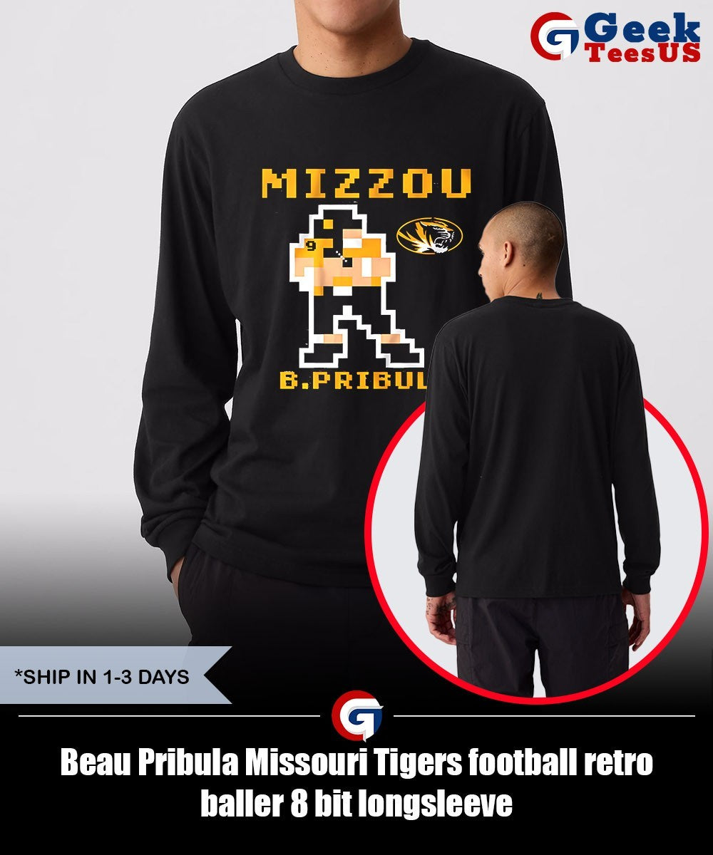 Beau Pribula Missouri Tigers football retro baller 8 bit shirt