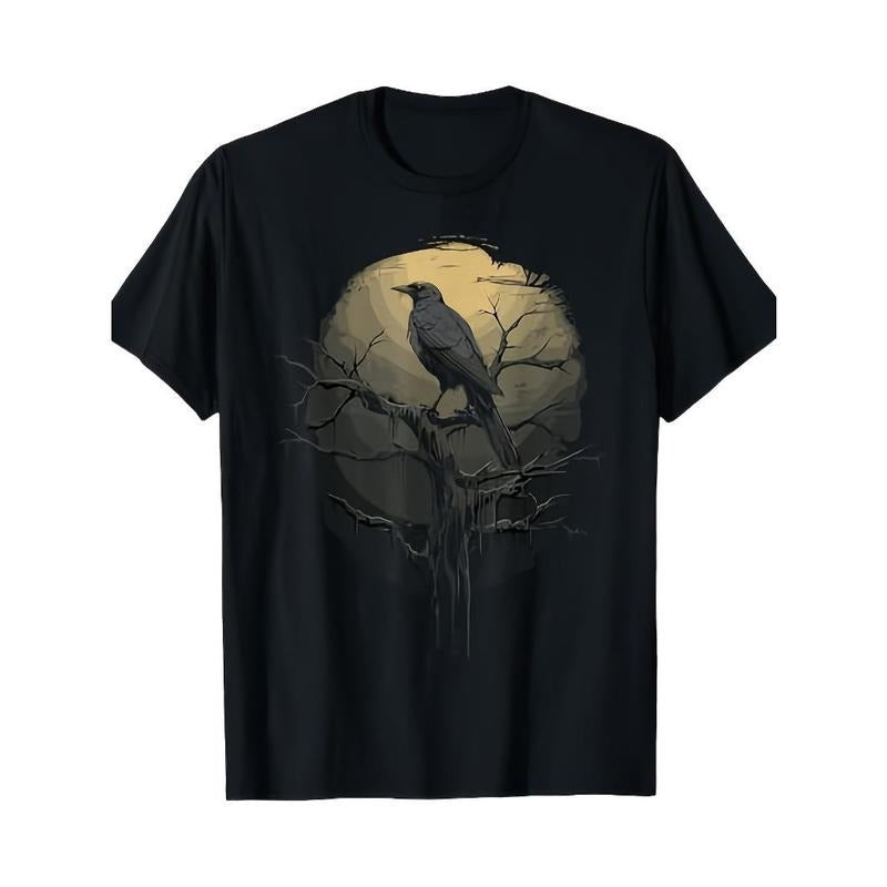 Beautiful Black Crow Raven Bird Silhouette T-Shirt Made in USA Hoodie, Sweatshirt | DripVista.com