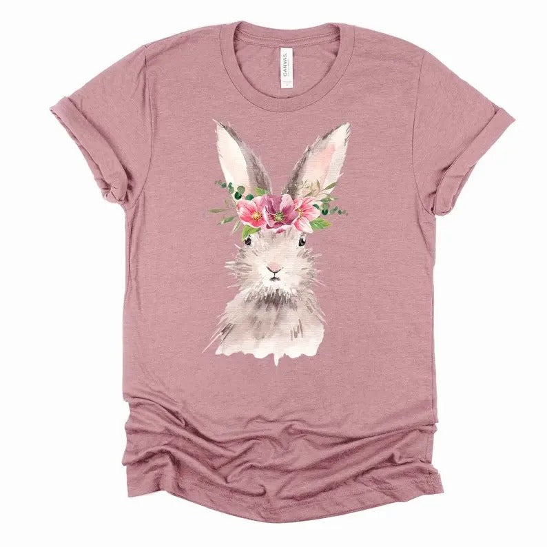Beautiful Watercolor Bunny, Easter Rabbit with Flowers Design T-Shirts, Hoodie, Sweatshirt | DripVista.com