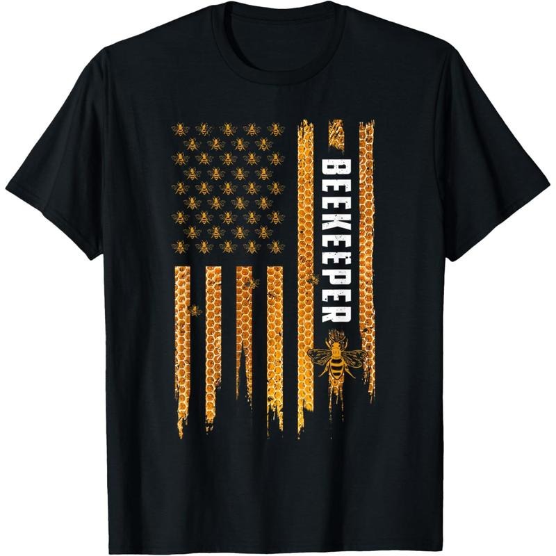 Beekeeping American Flag Honeycomb Honey Bees Beekeeper T-Shirt made in usa Hoodie, Sweatshirt | DripVista.com
