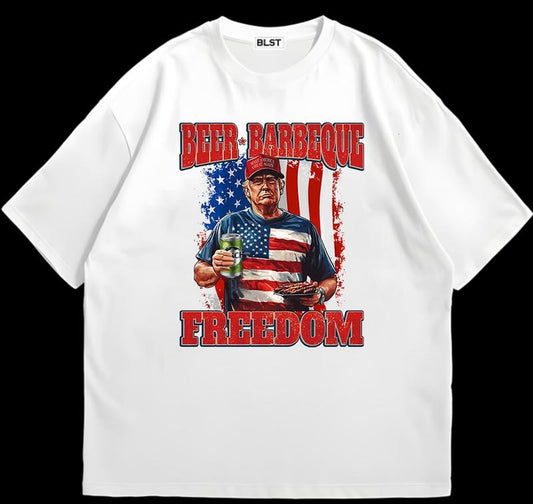 Beer Barbeque Freedom Bussch Lime Shirt 4th Of July T-Shirt Cotton Edgy Streetwear