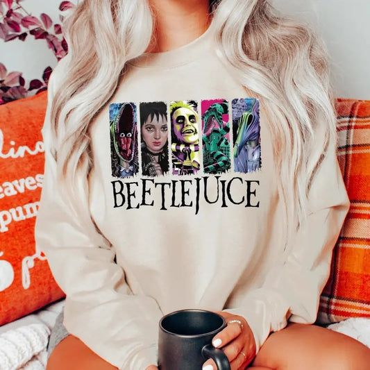 Beetlejuice Halloween Sweatshirt, Halloween Movie T-Shirt, Halloween Character Beetlejuice Sweater Oversized