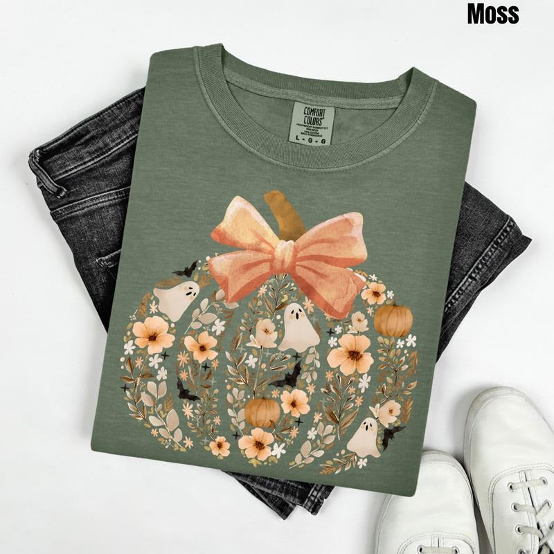 Beige Pumpkin Scene Comfort Colors T-Shirt 'NLB' Hoodie, Sweatshirt | DripVista.com