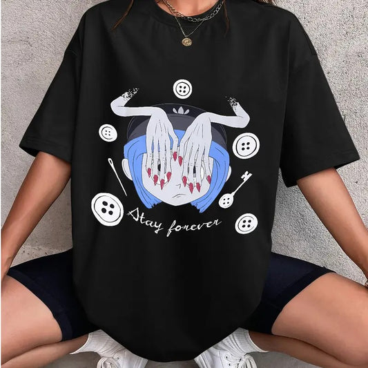 Beldam take Coraline stay Forever T-Shirt, Horror Coraline movies, Horror Character Shirt, Halloween Crewneck Sweatshirt