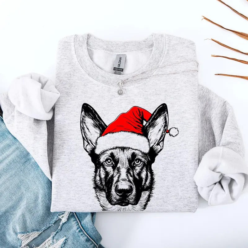 Belgian Malinois, Santa, Dog, Christmas, Dog Lover, Pet Sweatshirt, Crew Neck, Women's, Crewneck T-Shirts, Hoodie
