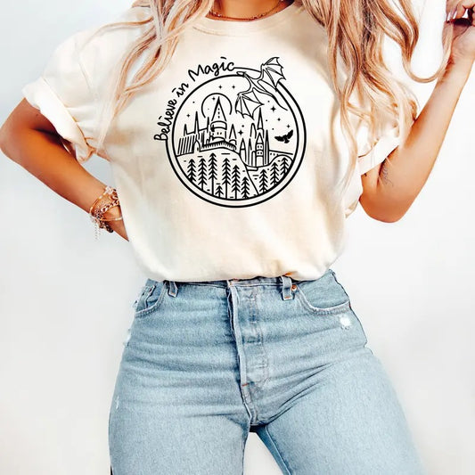 Believe In Magic Shirt, Dragon Shirt, Magical School Tee, Wizarding School Shirt, HP School Tshirt, Wizard School Shirt, Magic Dragon Tshirt