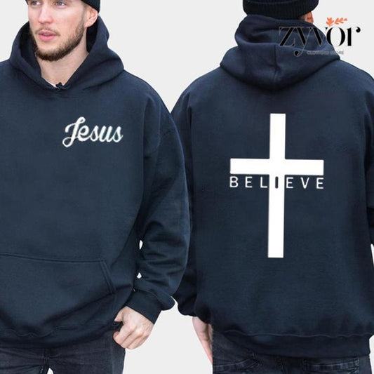 Believe Jesus Hoodie Casual Street Style Fleece Pullover Hooded Sweatshirt Tops Trendy for Women for Men, Perfect Gift