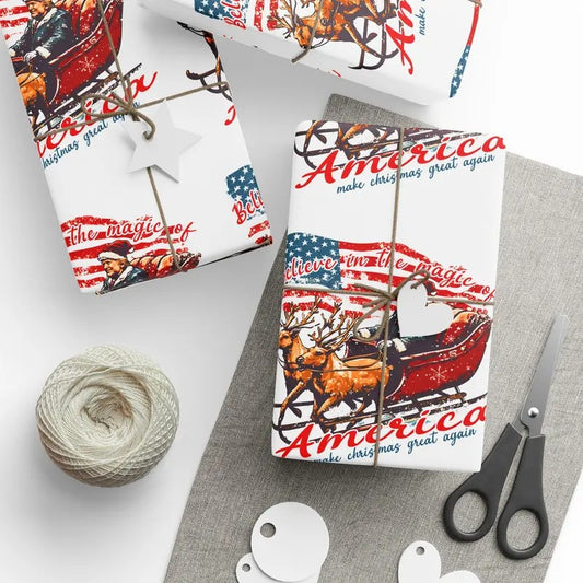 Believe in the Magic - Trump Wrapping Paper - Christmas -Merry Christmas MAGA Gift Bag for Presents Trump Christmas Gift