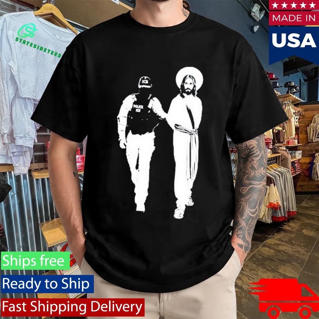 Bellelement Anti Ice Jesus Arrested Parody Shirt