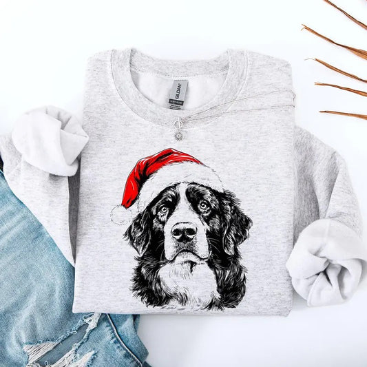 Bernese Mountain, Santa, Dog, Christmas, Dog Lover, Pet Sweatshirt, Crew Neck, Women's, Crewneck