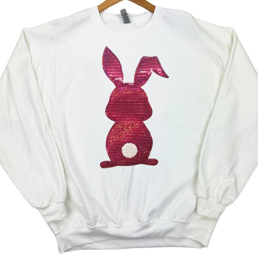 Berry Bunny Sequin Patch Sweatshirt -- WHITE