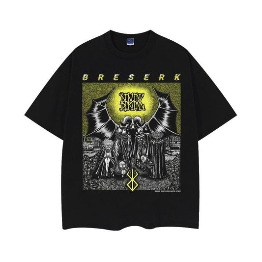 Berserk "Apostles" Heavyweight Vintage Tee 100% Cotton OVERSIZED Anime T-shirt Menswear Top Crew Necks Tshirt Casual Streetwear Crewneck Tropical Shortsleeve Baggy