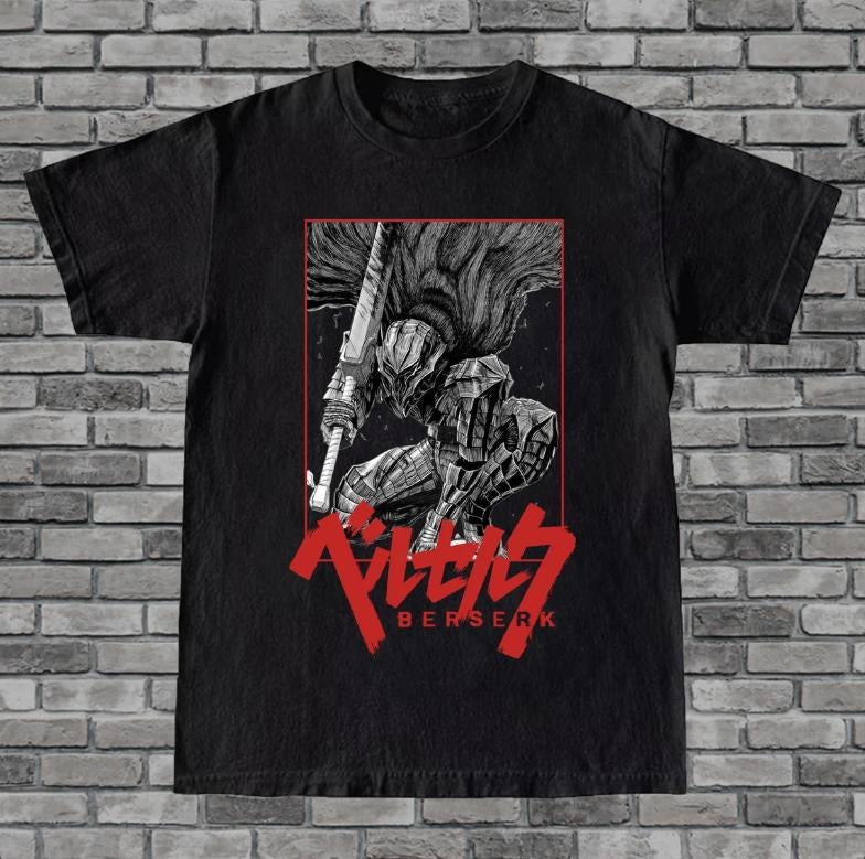 Berserker Armor T-shirt - Vintage Graphic Manga T-shirt - Authentic Black Swordsman Apparel - Dragonslayer shirt - graphic tee Menswear Top