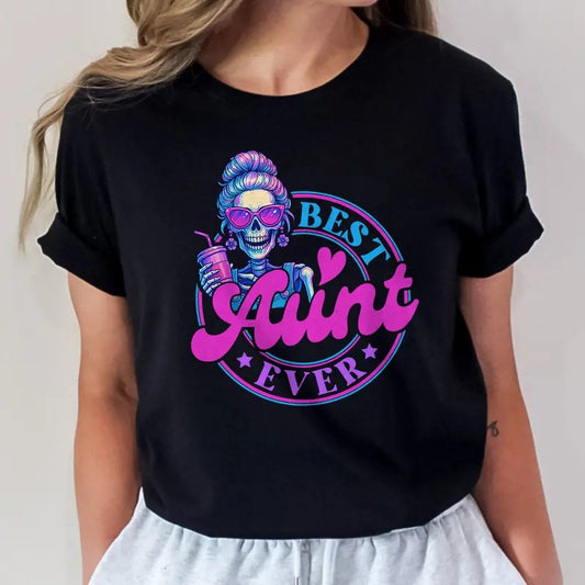 Best Aunt Ever Shirt | Funny Aunt T-shirt | Skeleton Aunt Tee | Aunt Gift | Retro Auntie Shirt