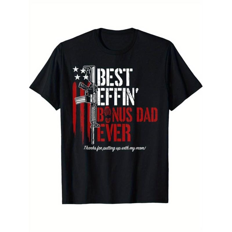 Best Bonus Dad Ever" Men'WB shield Casual T-Shirt - Gun Rights & American Flag Design Hoodie, Sweatshirt | DripVista.com