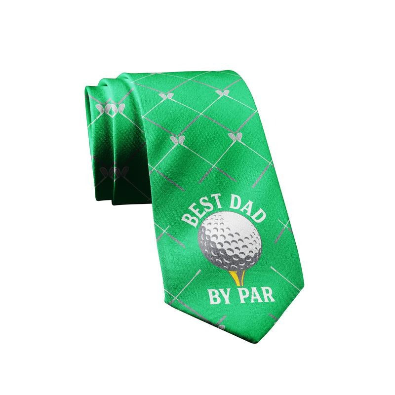 Best Dad By Par Necktie Funny Neckties for Men Cool Golfing Tie Golf Novelty Ties for Men Funny Ties