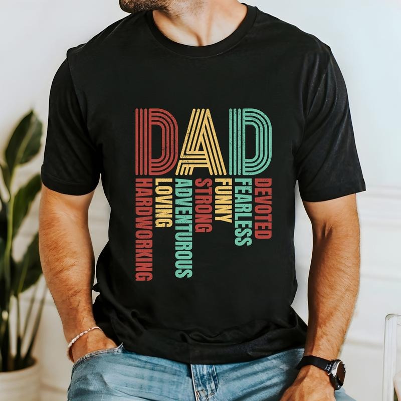Best Dad Ever  Father's Day Tee Casual Style Crew Neck Short Sleeve T-Shirt Tops Trendy for Unisex, Perfect Gift