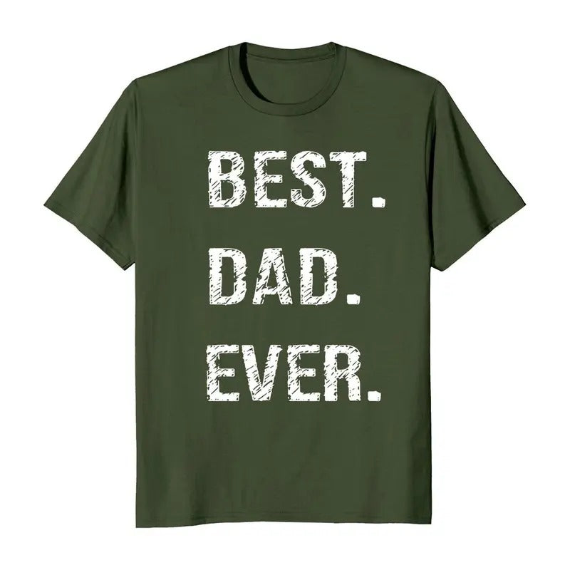 Best Dad Ever Fathers Day T-Shirt - Casual Cotton Crewneck Tee with White Text Design