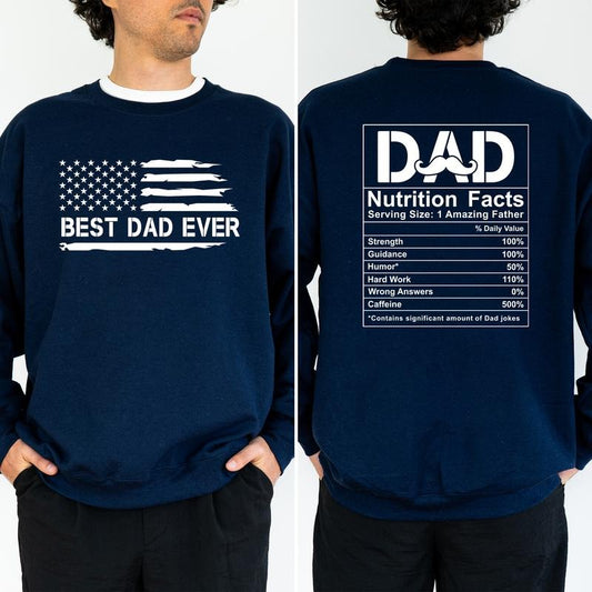 Best Dad Ever Sweatshirt, Funny Dad Nutrition Facts Crewneck, Funny Long Sleeved Pullover For Dad, Sweater For Daddy, Gift For Him