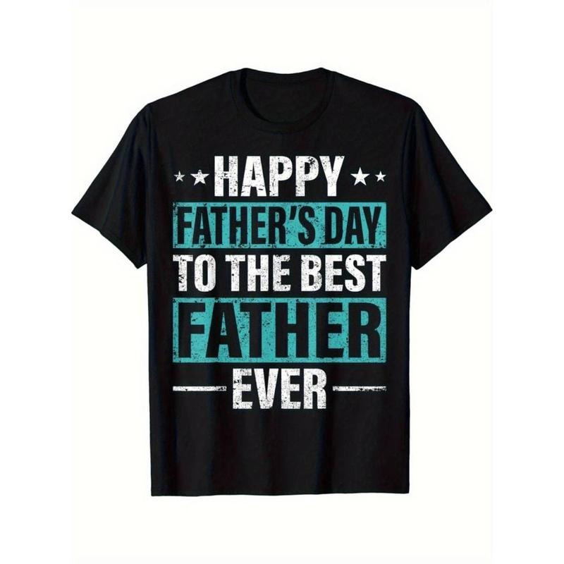 Best Dad Ever TNF'WB shield Day T-Shirt for Men - Highelastic Cotton Casual Tee with Teal & White Graphic Print