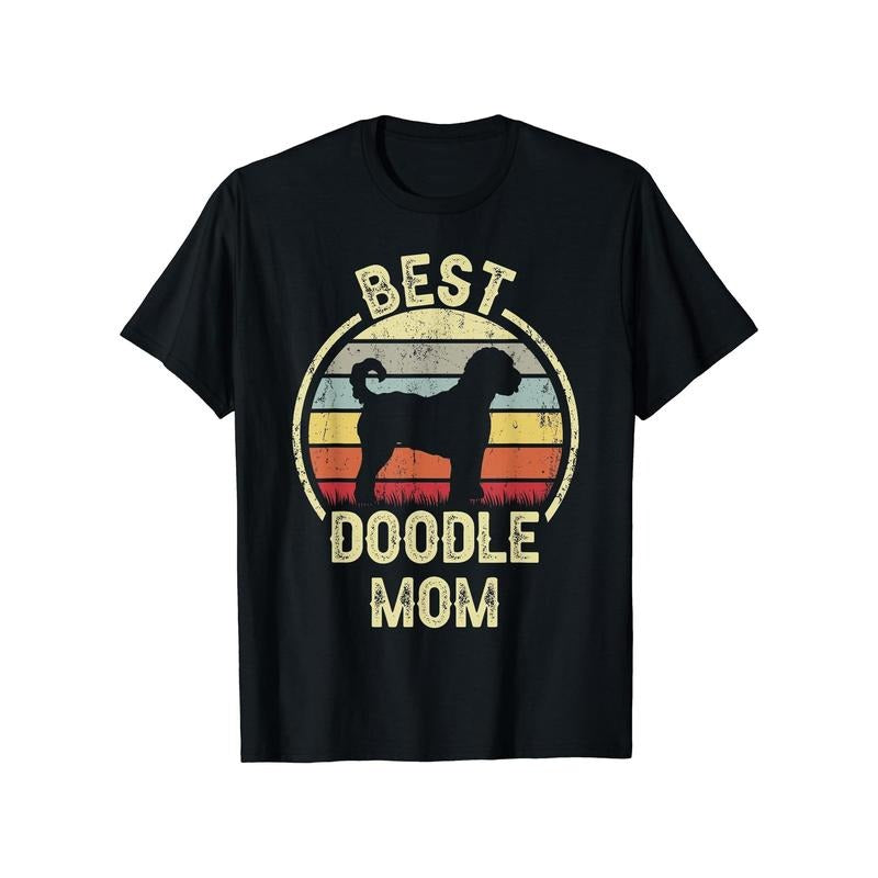 Best Dog Mom Ever" Vintage Goldendoodle Graphic Tee - 100% Cotton, Crew Neck, Short Sleeve T-Shirt for Men - Casual Summer Wear made in usa