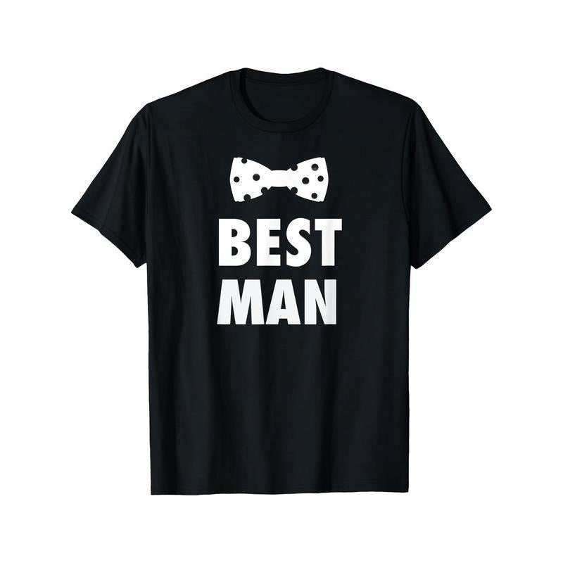 Best for GA Gift Mock Bowtie Funny T-Shirt - Black with White Graphic Print, Short Sleeve Round Neck Casual Tee for...