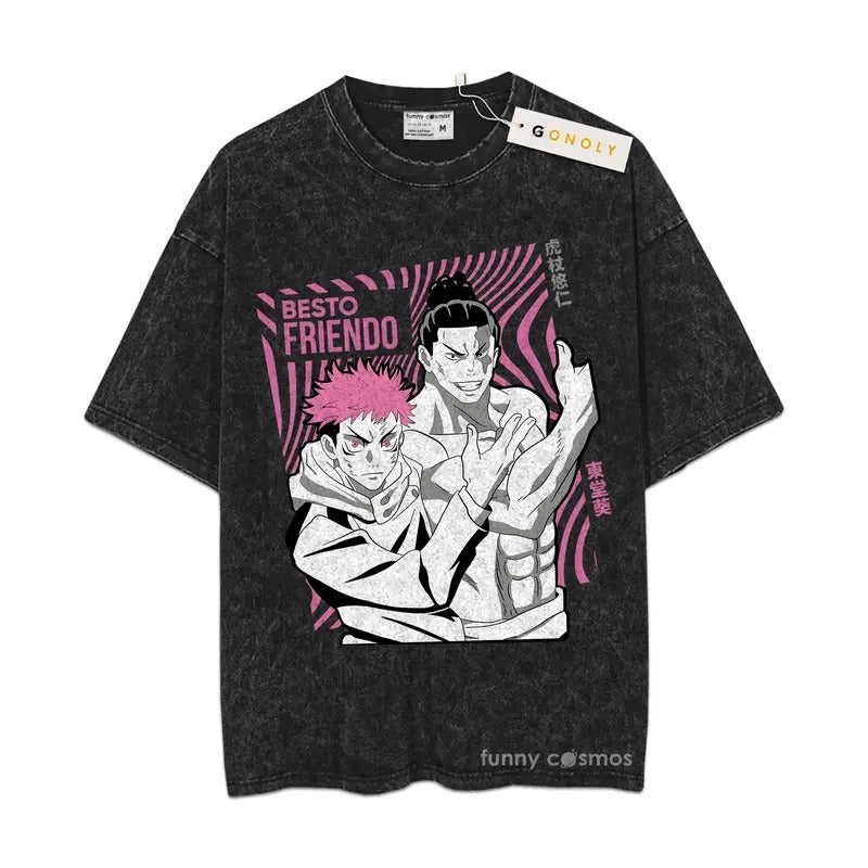 Besto Friendo Mineral Wash TShirt Jjk Mineral Wash TShirt Jujutsu Kaisen Anime Mineral Wash TShirt Hoodie, Sweatshirt