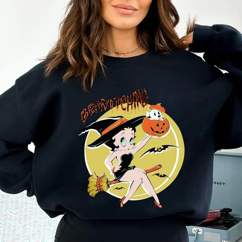 BettyBoop Halloween Shirt, BettyBoop Sweatshirt, Halloween Party Shirt, Bewitching BettyBoop Sweatshirt, Halloween...