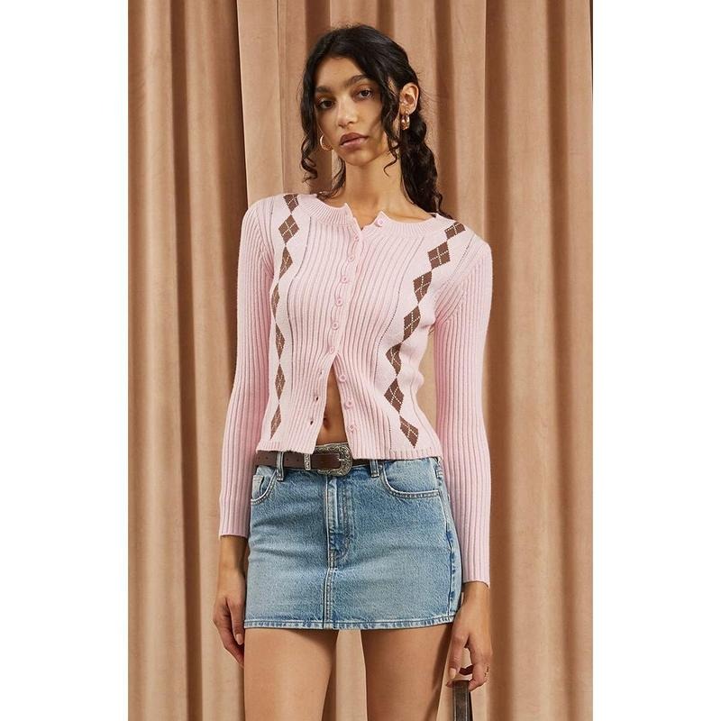 Beverly and Beck Women's Argyle Knit Cardigan