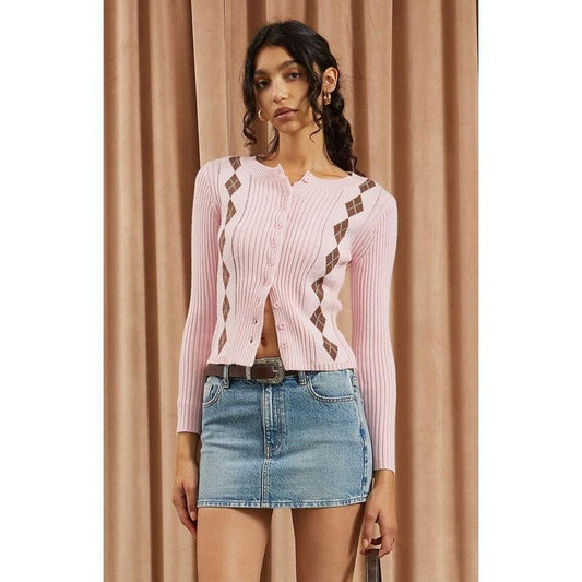 Beverly and Beck Women's Argyle Knit Cardigan