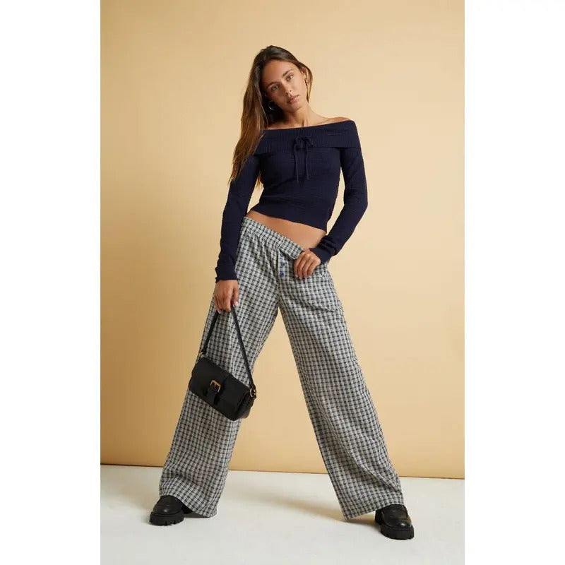Beverly and Beck Women's Blue Plaid Boxer Pajama Pants T-Shirts, Hoodie, Sweatshirt | DripVista.com