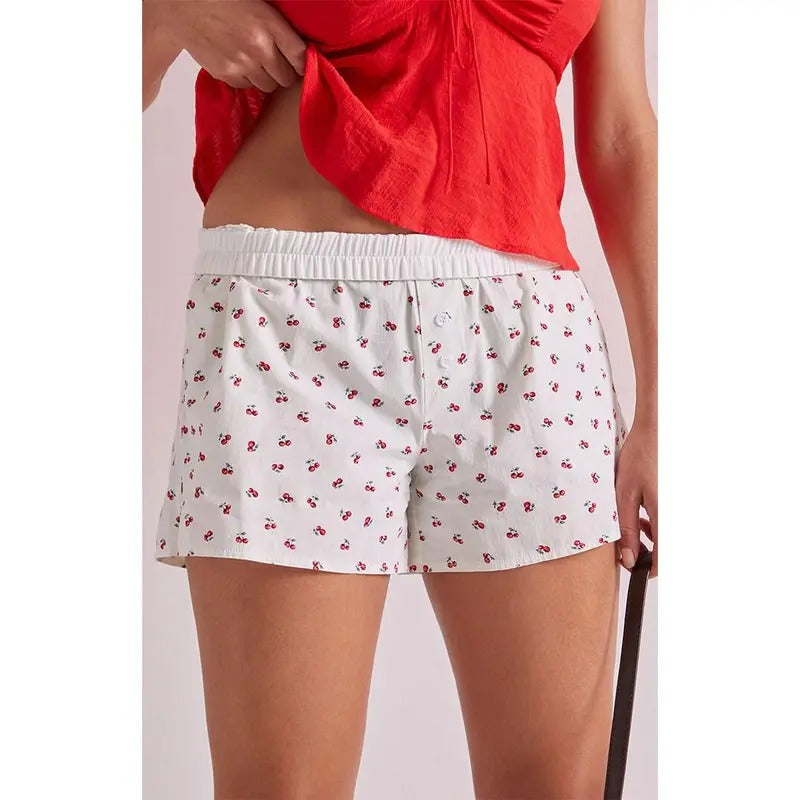 Beverly and Beck Women's Cherry Boxer Shorts T-Shirts, Hoodie, Sweatshirt | DripVista.com
