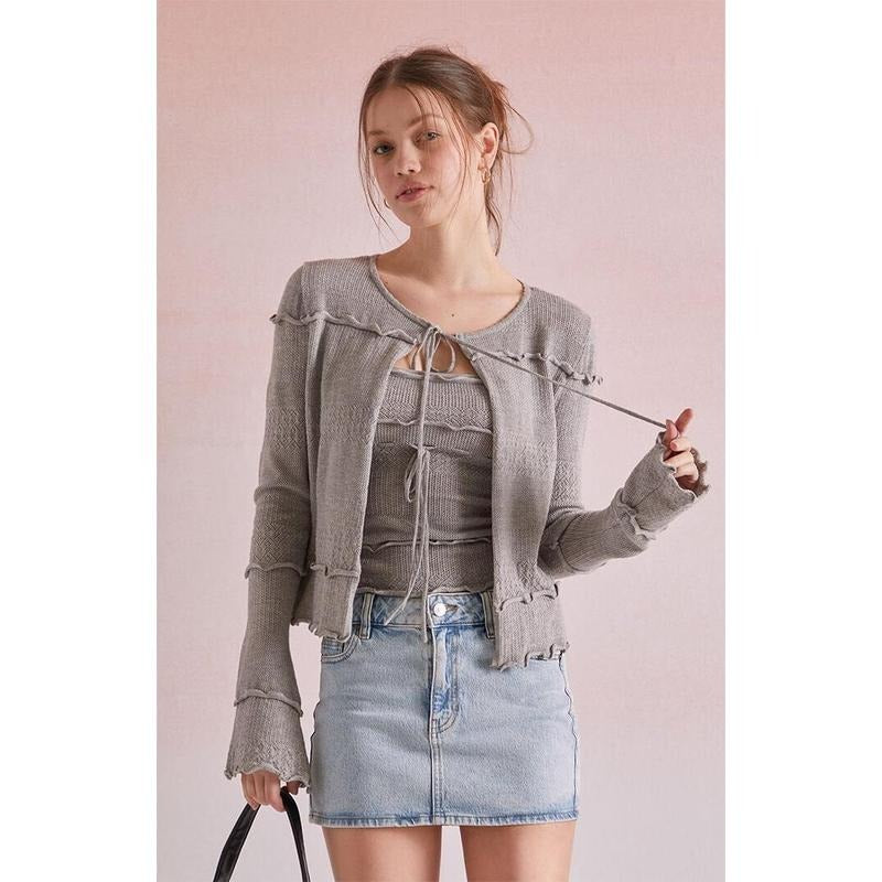 Beverly and Beck Women's Josie Ruffle Cardigan T-Shirts, Hoodie, Sweatshirt | DripVista.com