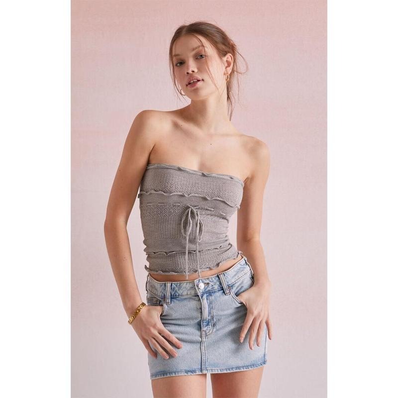 Beverly and Beck Women's Josie Ruffle Tube Top T-Shirts, Hoodie, Sweatshirt | DripVista.com