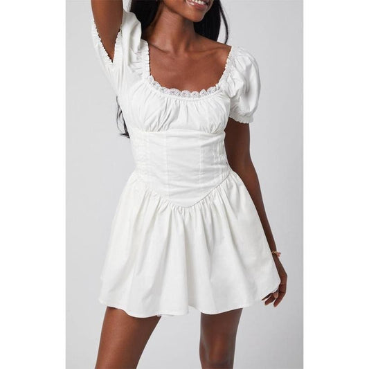 Beverly and Beck Women's Lauren Lace Trim Mini Dress