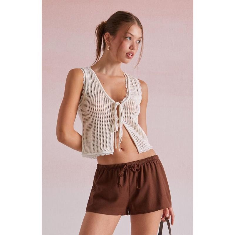 Beverly and Beck Women's Linen Drawstring Shorts T-Shirts, Hoodie, Sweatshirt | DripVista.com