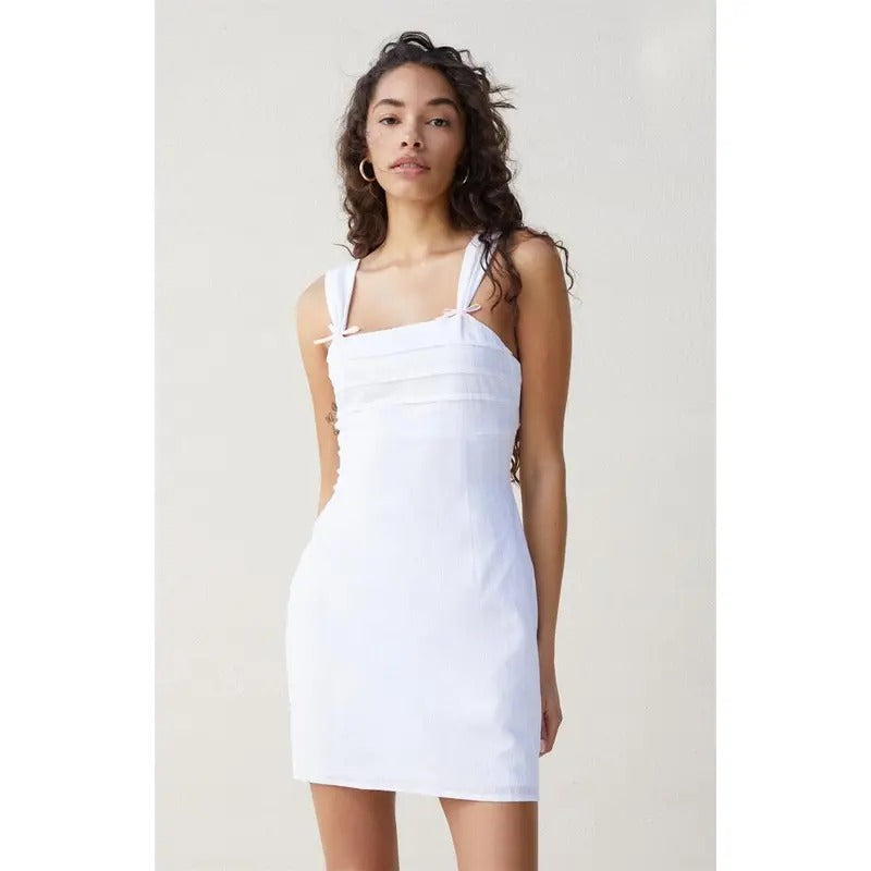 Beverly and Beck Women's Matilda Bow Strap Mini Dress T-Shirts, Hoodie, Sweatshirt | DripVista.com